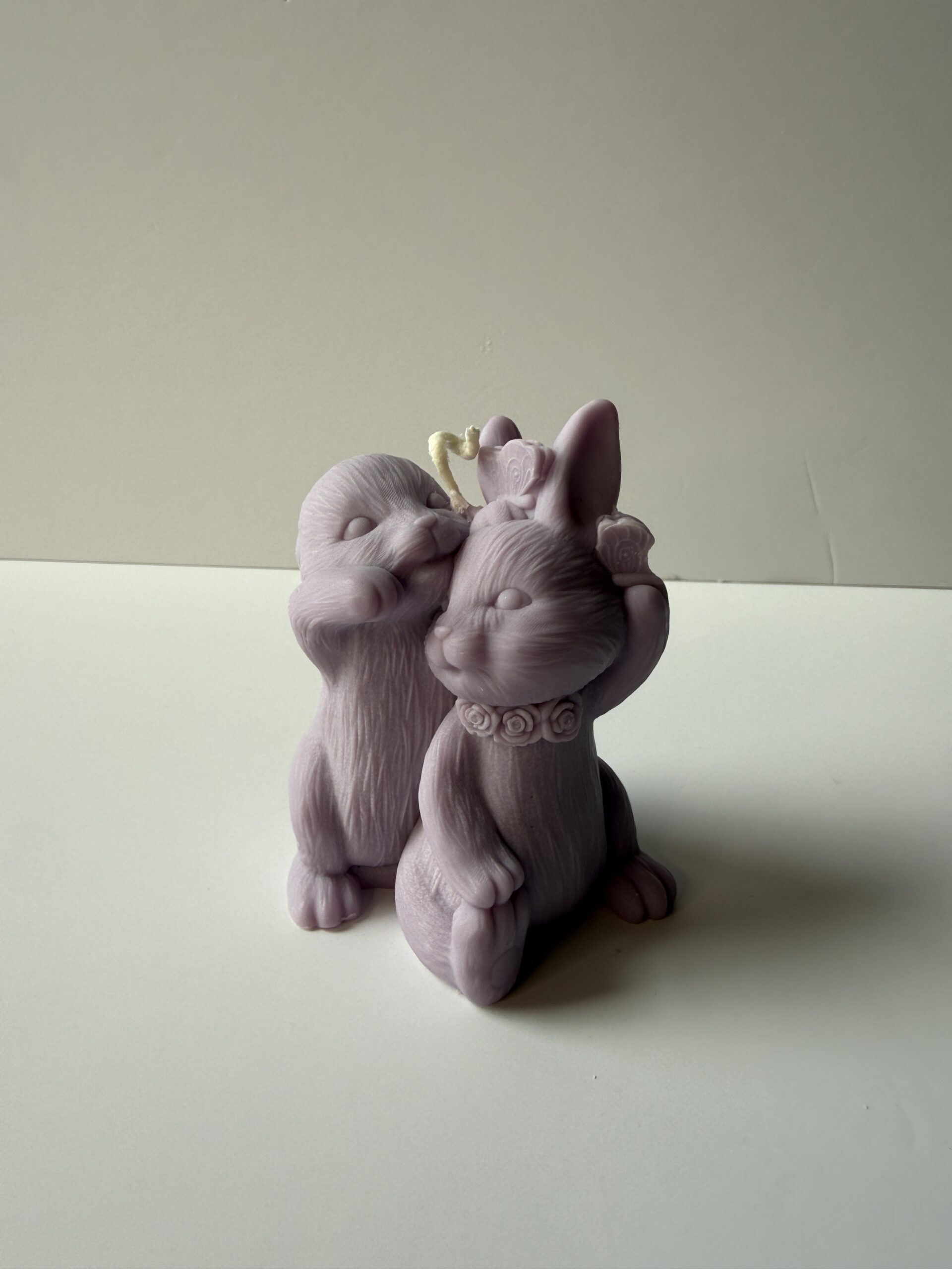 Bunny Couple Decor Pillar Candle